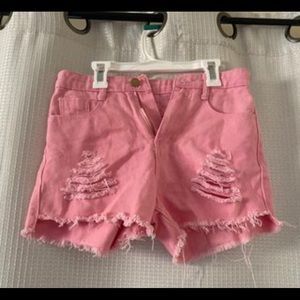 Shein Raw Hem Ripped Denim Shorts